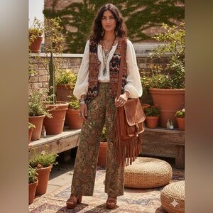 VTG Tangibles Vest Wool Blend Knit Patchwork Made In India Women Size M